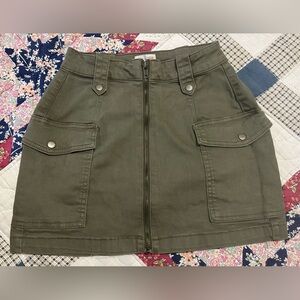 SO Olive Mini Skirt with Front Zipper